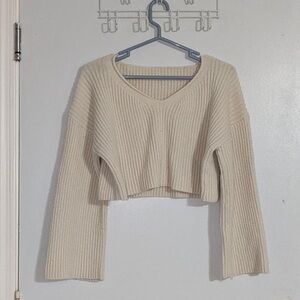 SHEIN Cream V-Neck Sweater